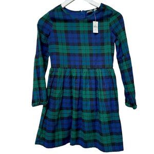 GAP Girls Dress Size Large Navy Green Plaid Holiday Christmas Tartan Cotton NWT